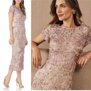 JS Collection Jackie Soutache Pink Sand Floral Bodycon Dress Size 4 MSRP $298